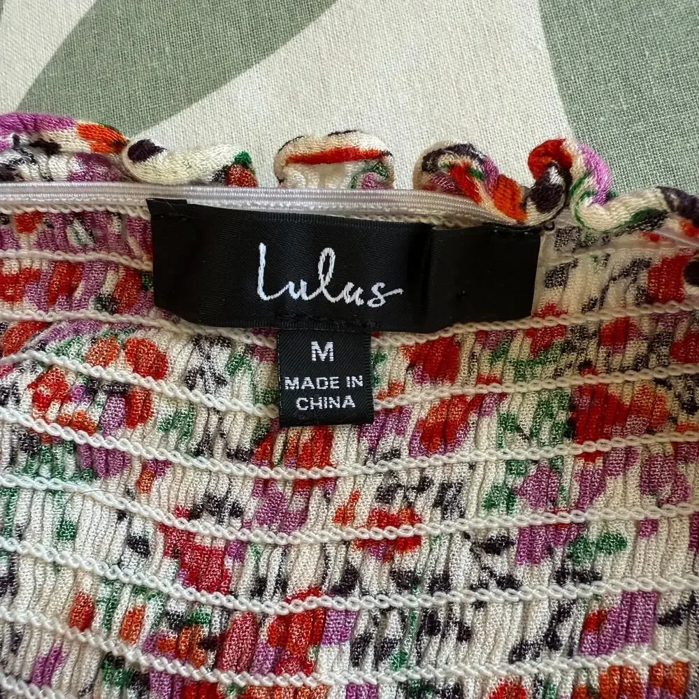 Lulus View From Meadow M Cream Floral Off Shoulder Midi Dress - Picture 5 of 5